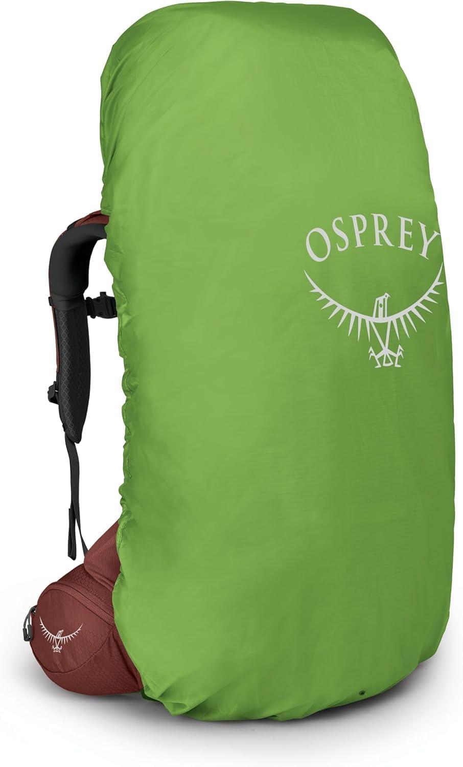 imageOsprey Aether 55L Mens Backpacking Backpack Garlic Mustard Green SMDeep Acorn Red