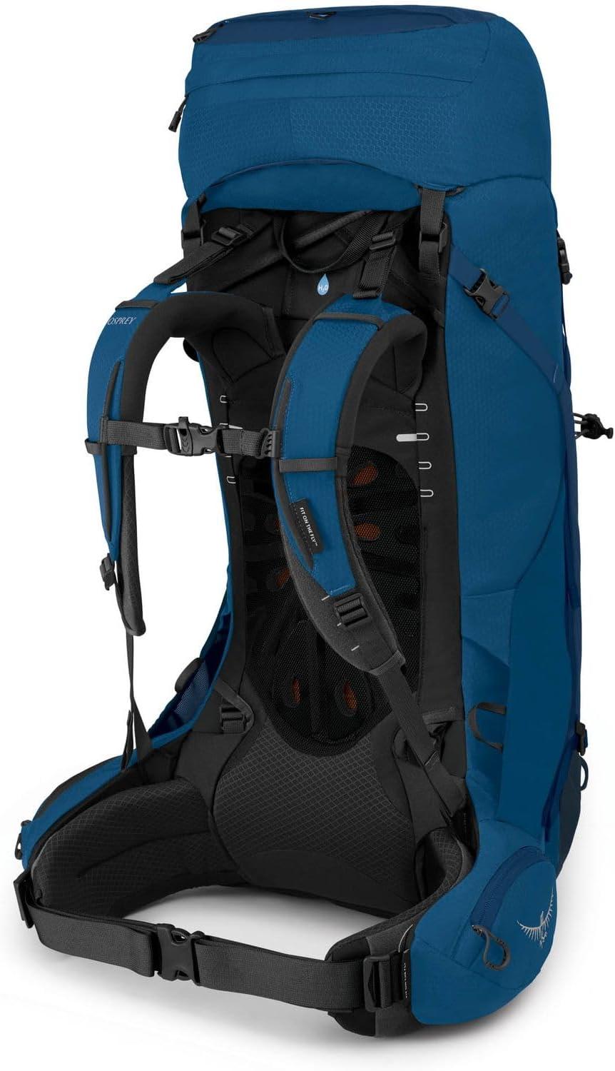 imageOsprey Aether 55L Mens Backpacking Backpack Garlic Mustard Green SMDeep Water Blue