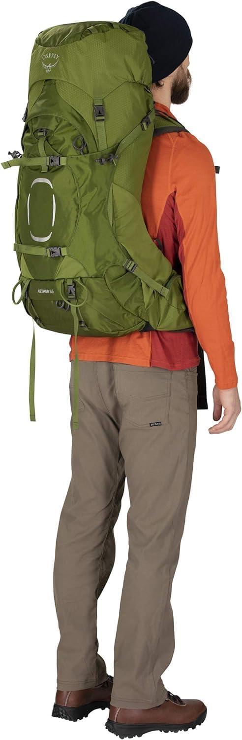imageOsprey Aether 55L Mens Backpacking Backpack Garlic Mustard Green SMGarlic Mustard Green