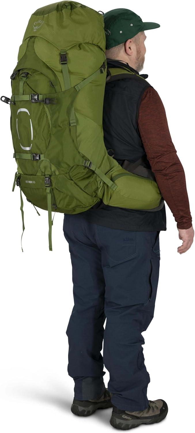 imageOsprey Aether 65L Mens Backpacking Backpack Deep Acorn Red LXLBlack