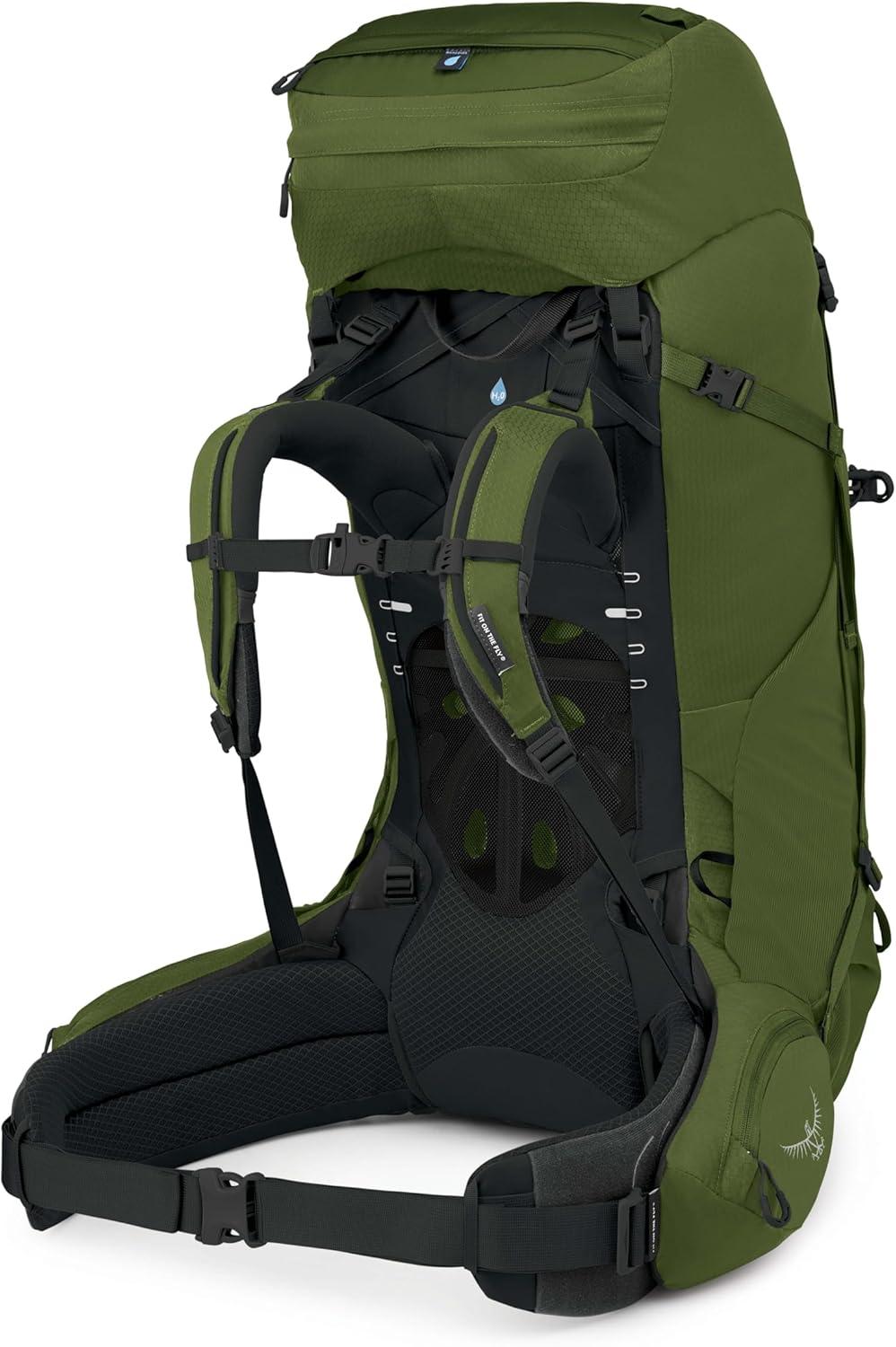 imageOsprey Aether 65L Mens Backpacking Backpack Deep Acorn Red LXLGarlic Mustard Green