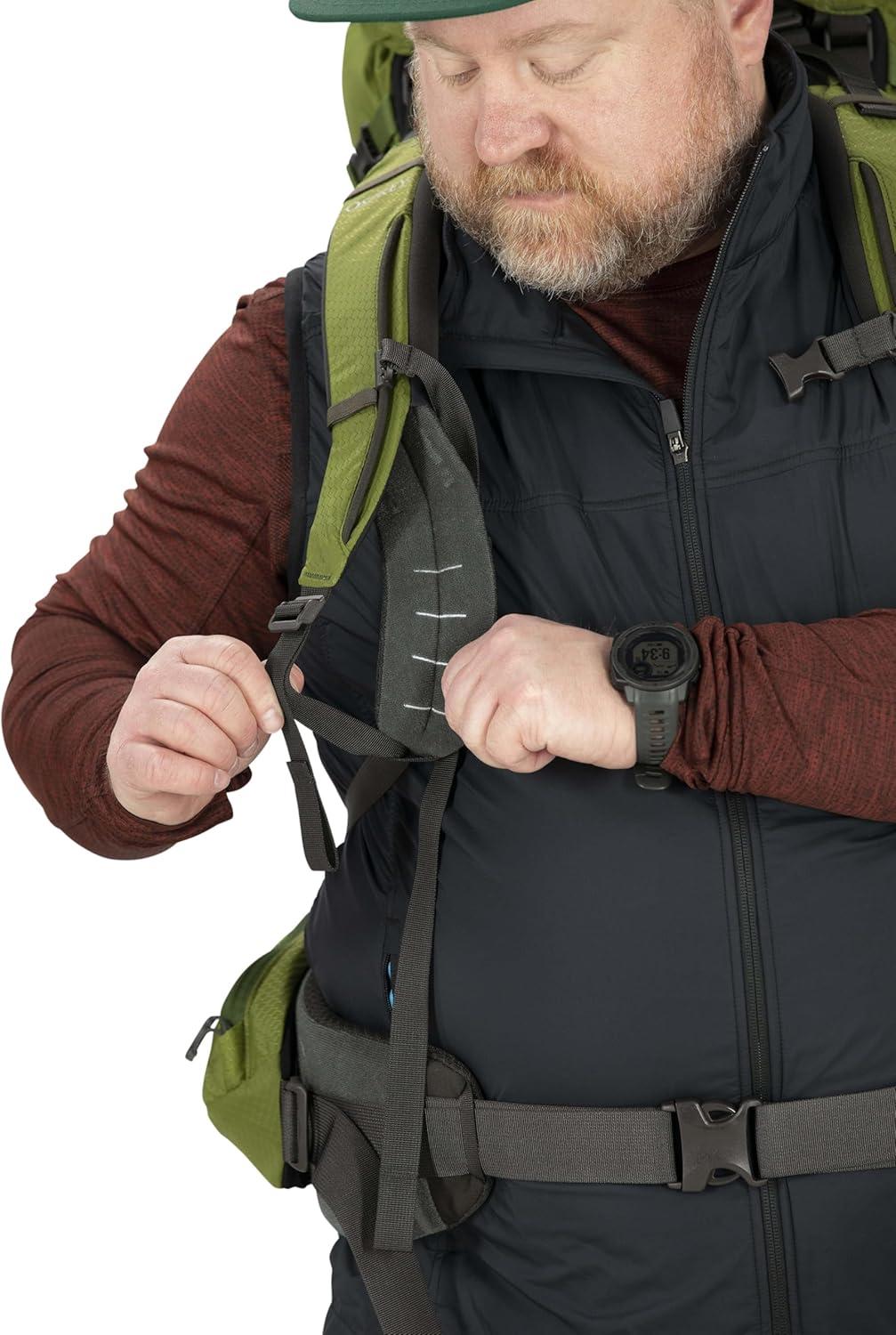 imageOsprey Aether 65L Mens Backpacking Backpack Deep Acorn Red LXLGarlic Mustard Green