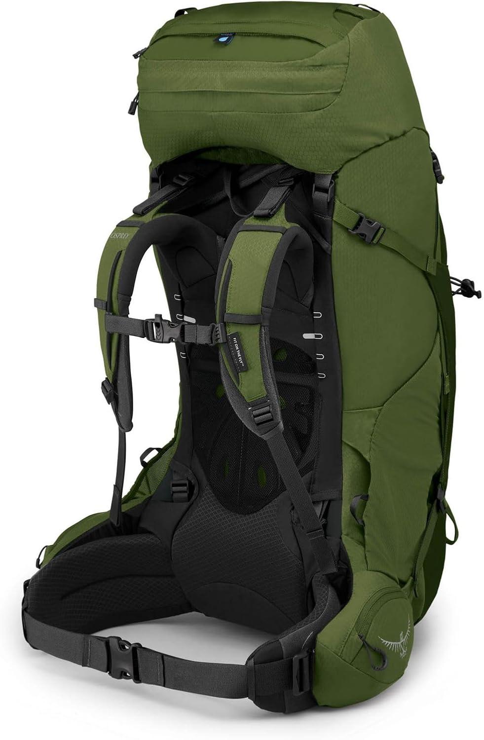imageOsprey Aether 65L Mens Backpacking Backpack Deep Acorn Red LXLGarlic Mustard Green