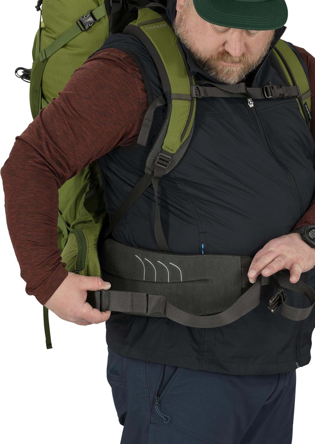 imageOsprey Aether 65L Mens Backpacking Backpack Deep Acorn Red LXLGarlic Mustard Green