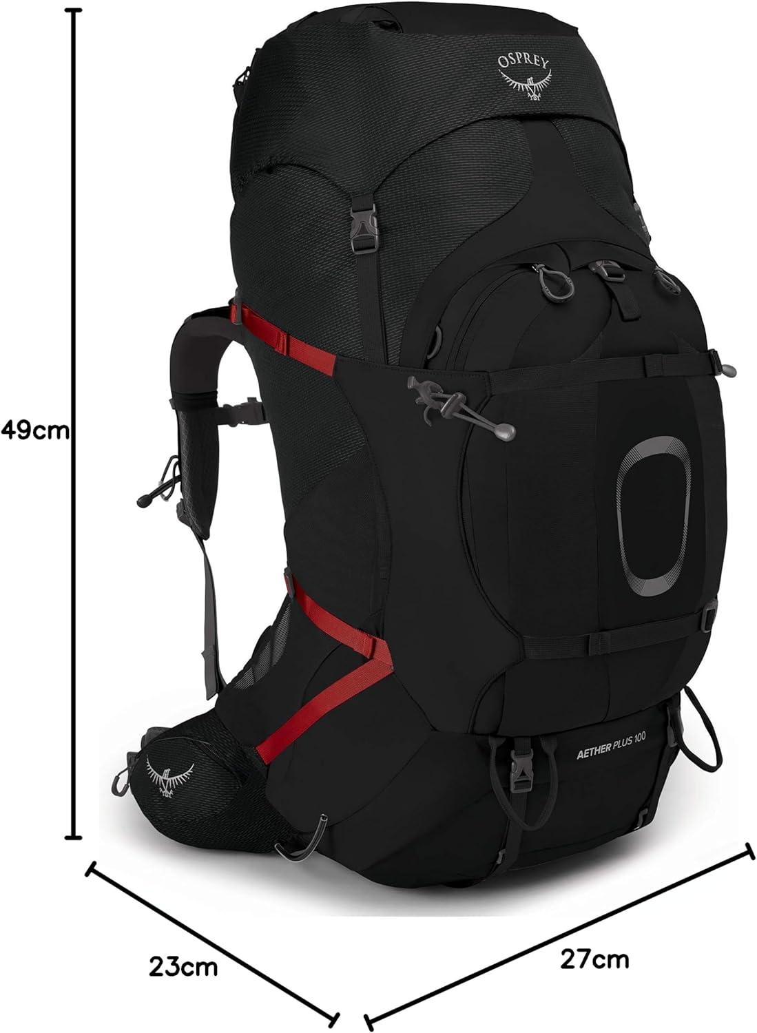 imageOsprey Aether Plus 100L Mens Backpacking Backpack Axo Green SMBlack