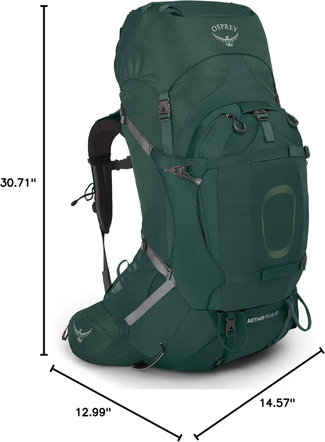 imageOsprey Aether Plus 60L Mens Backpacking Backpack Axo Green LXLAxo Green