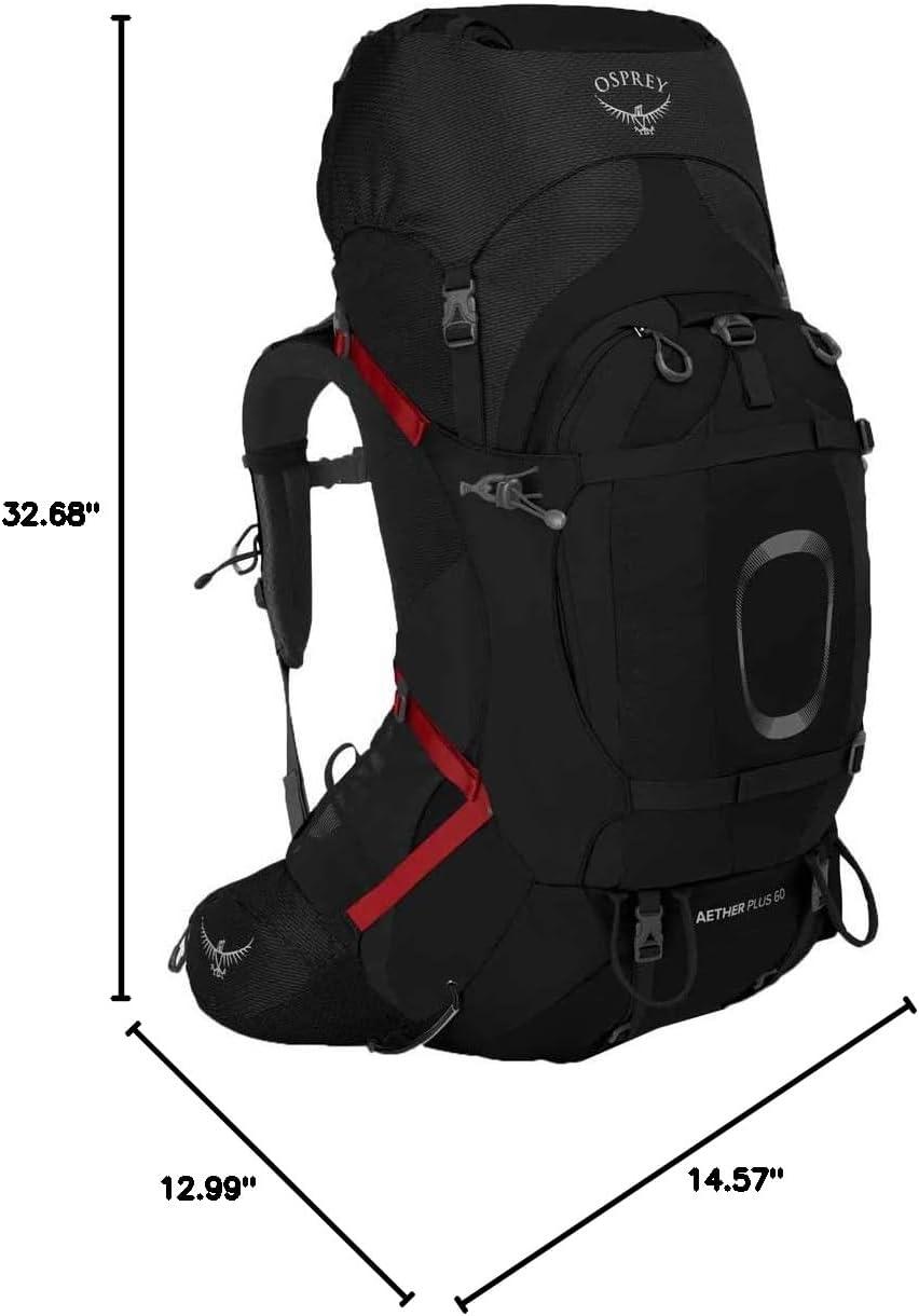 imageOsprey Aether Plus 60L Mens Backpacking Backpack Axo Green LXLBlack