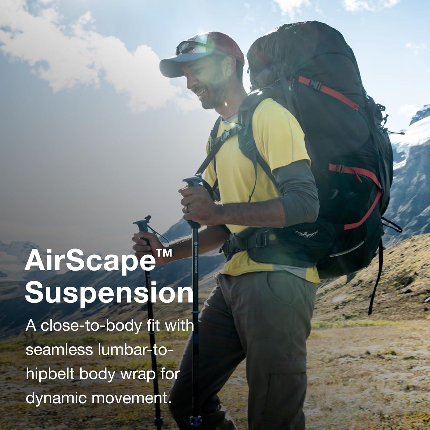 imageOsprey Aether Plus 60L Mens Backpacking Backpack Axo Green LXLBlack