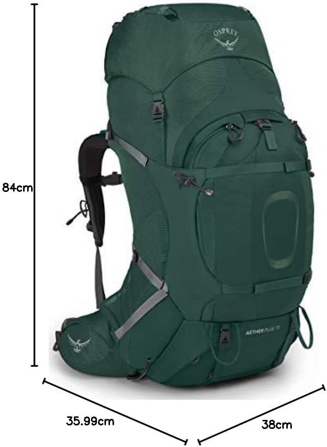 imageOsprey Aether Plus 70L Mens Backpacking Backpack Black LXLAxo Green