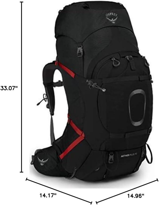 imageOsprey Aether Plus 70L Mens Backpacking Backpack Black LXLBlack