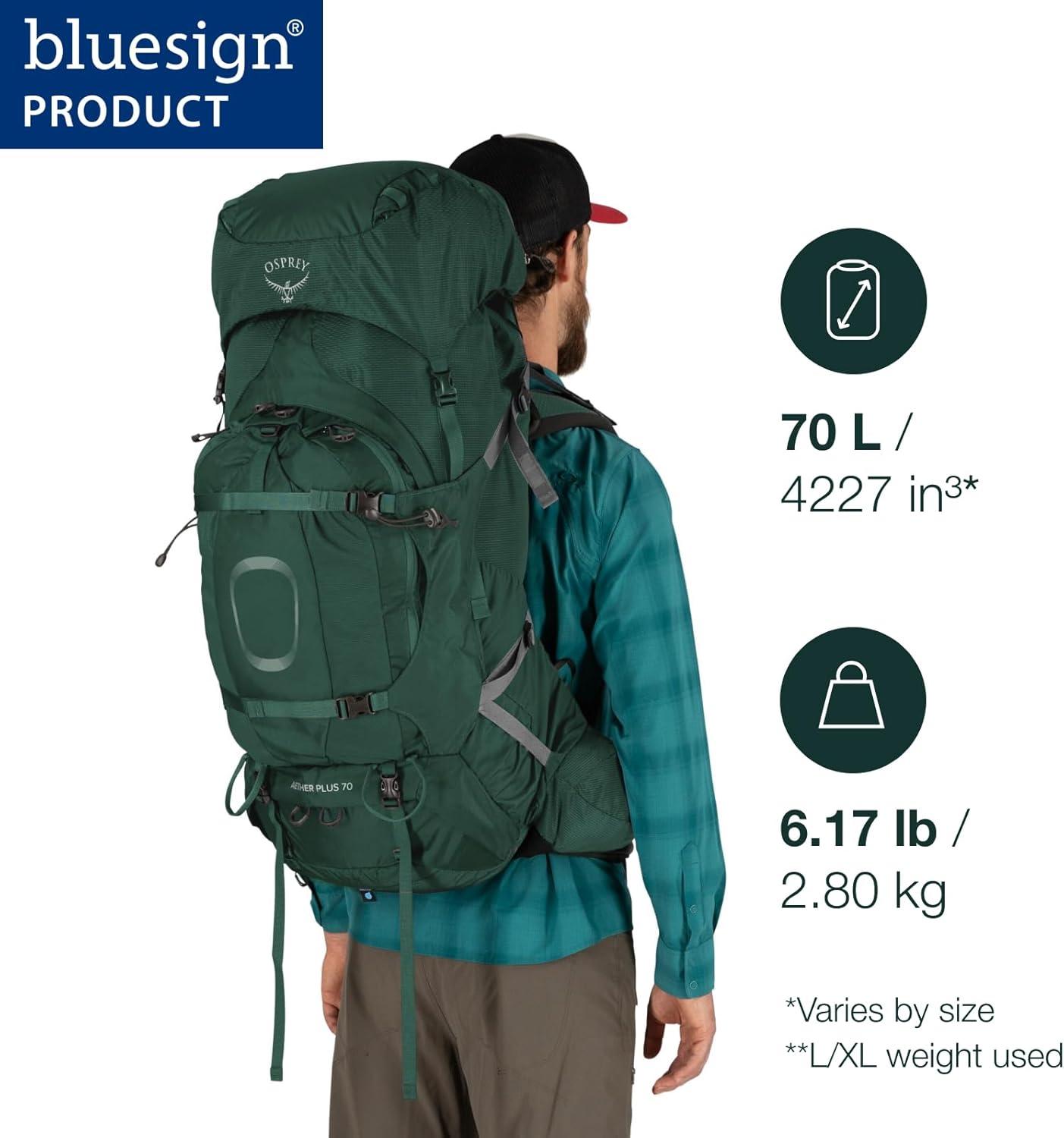 imageOsprey Aether Plus 70L Mens Backpacking Backpack Black LXLBlack