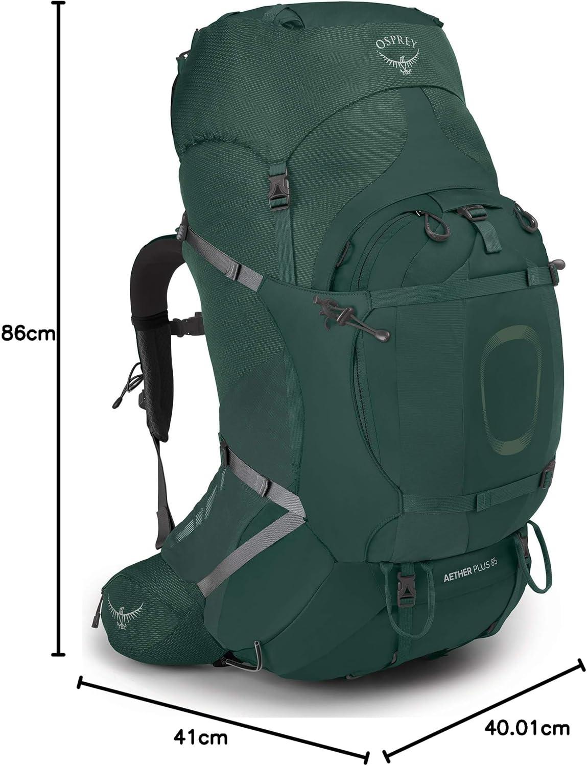 imageOsprey Aether Plus 85L Mens Backpacking Backpack Black LXLAxo Green
