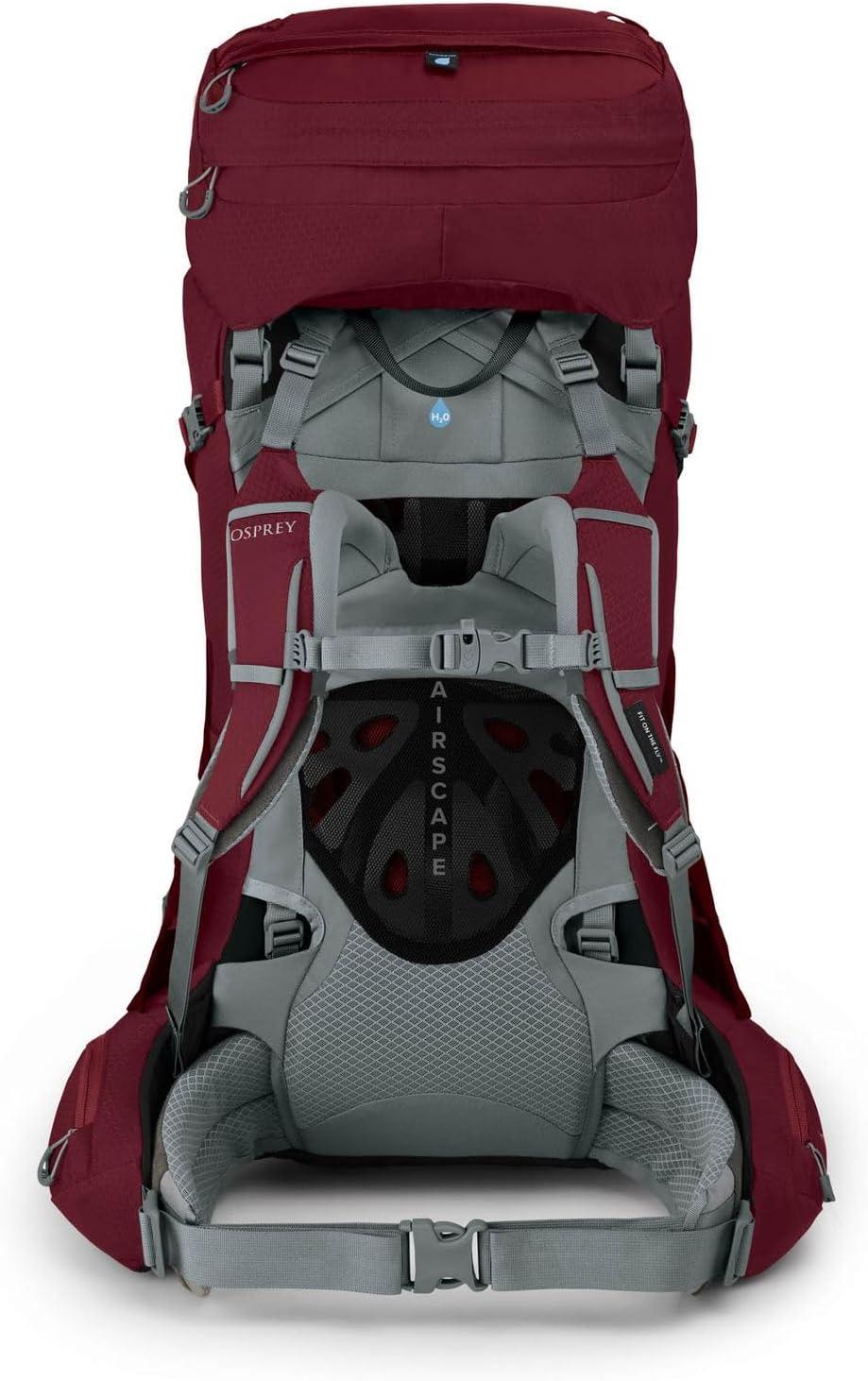 imageOsprey Ariel 55L Womens Backpacking Backpack Ceramic Blue WMLClaret Red