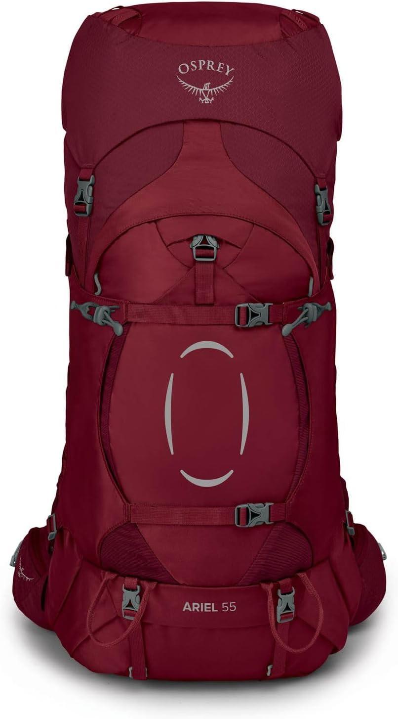 imageOsprey Ariel 55L Womens Backpacking Backpack Ceramic Blue WMLClaret Red