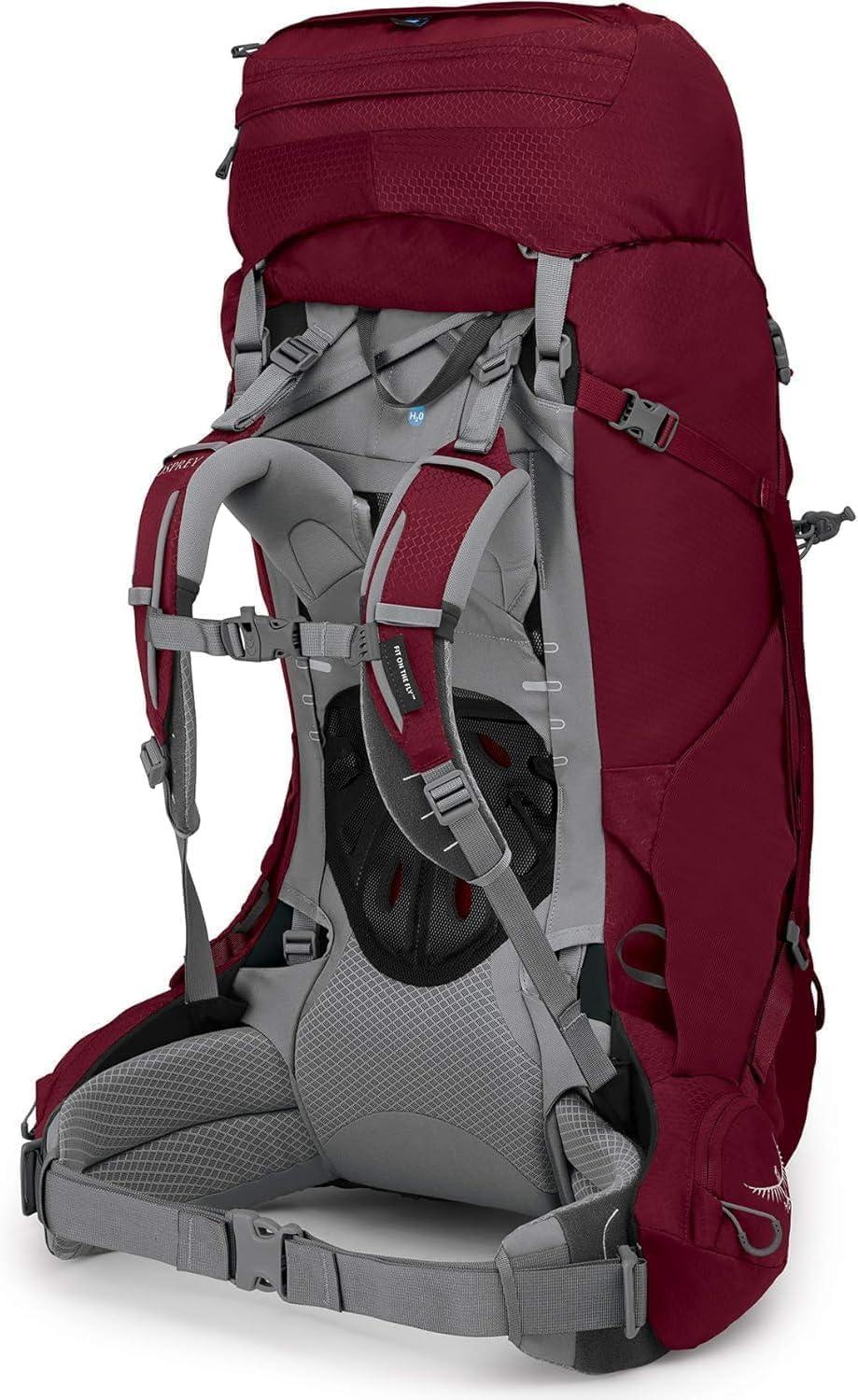 imageOsprey Ariel 65L Womens Backpacking Backpack Ceramic Blue WML Extended FitClaret Red