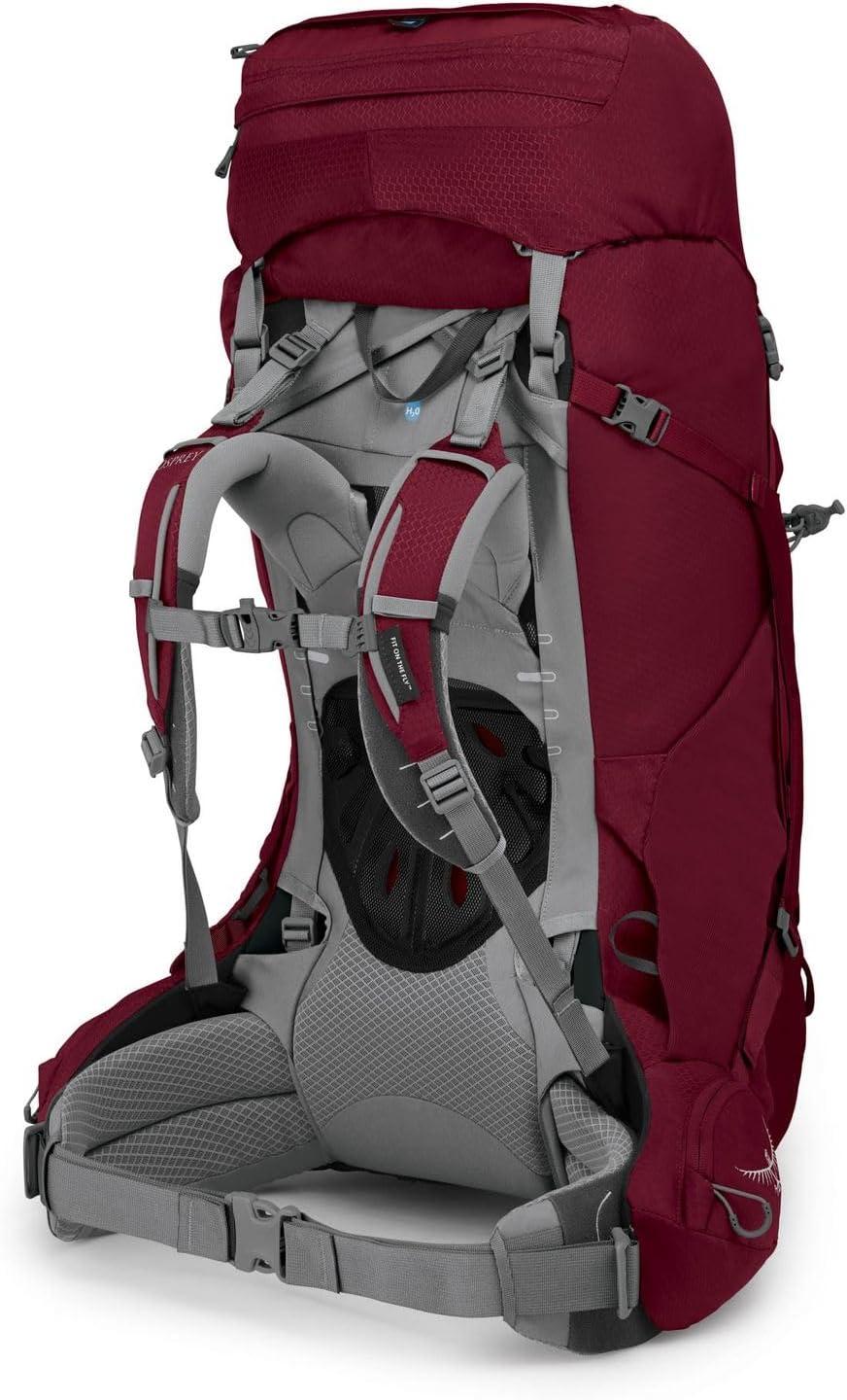 imageOsprey Ariel 65L Womens Backpacking Backpack Ceramic Blue WML Extended FitClaret Red