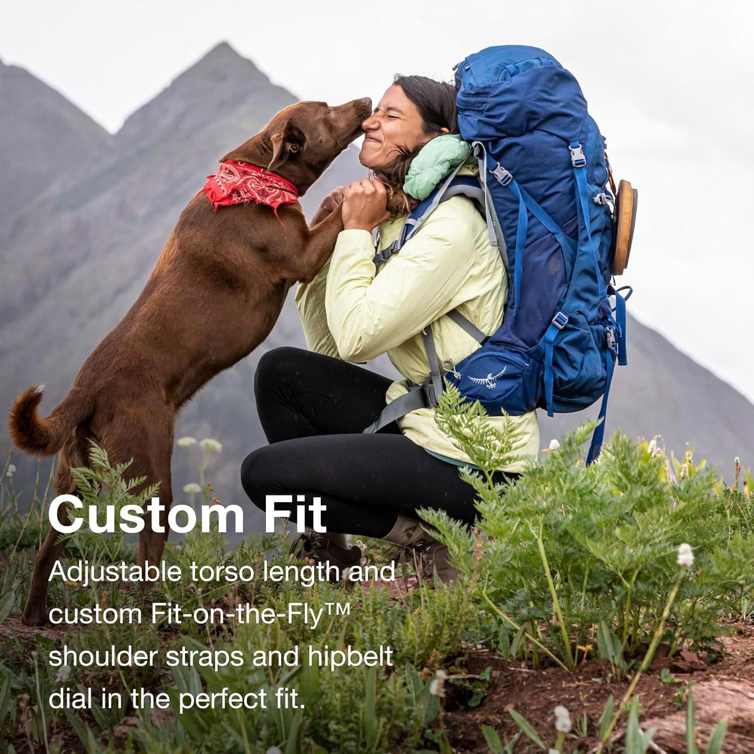 imageOsprey Ariel 65L Womens Backpacking Backpack Ceramic Blue WML Extended FitClaret Red