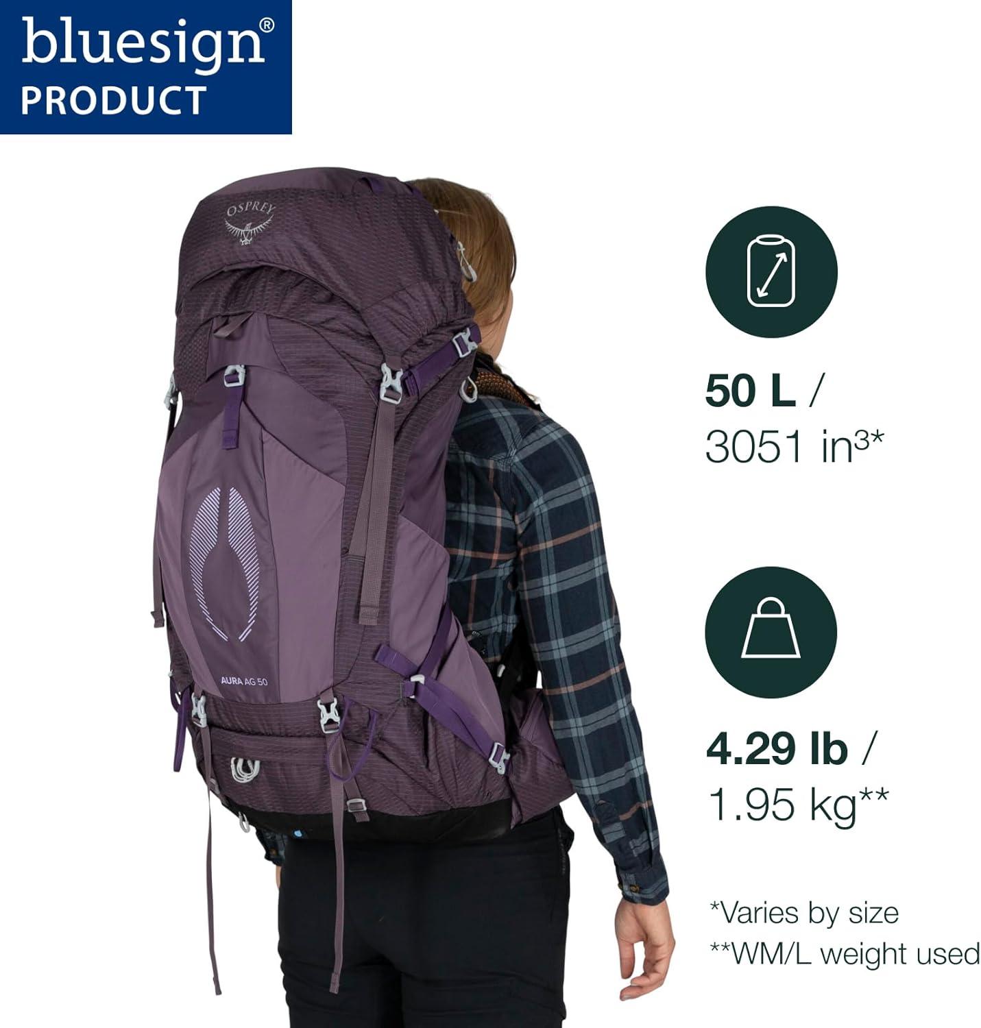 imageOsprey Aura AG 50L Womens Backpacking Backpack Berry Sorbet Red WXSSEnchantment Purple