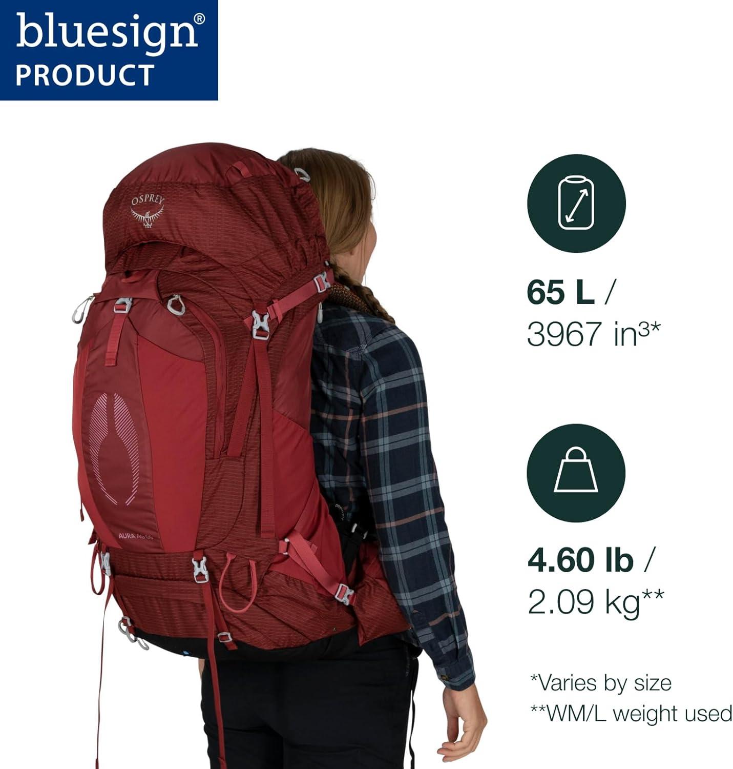 imageOsprey Aura AG 65L Womens Backpacking Backpack Berry Sorbet Red WMLBerry Sorbet Red