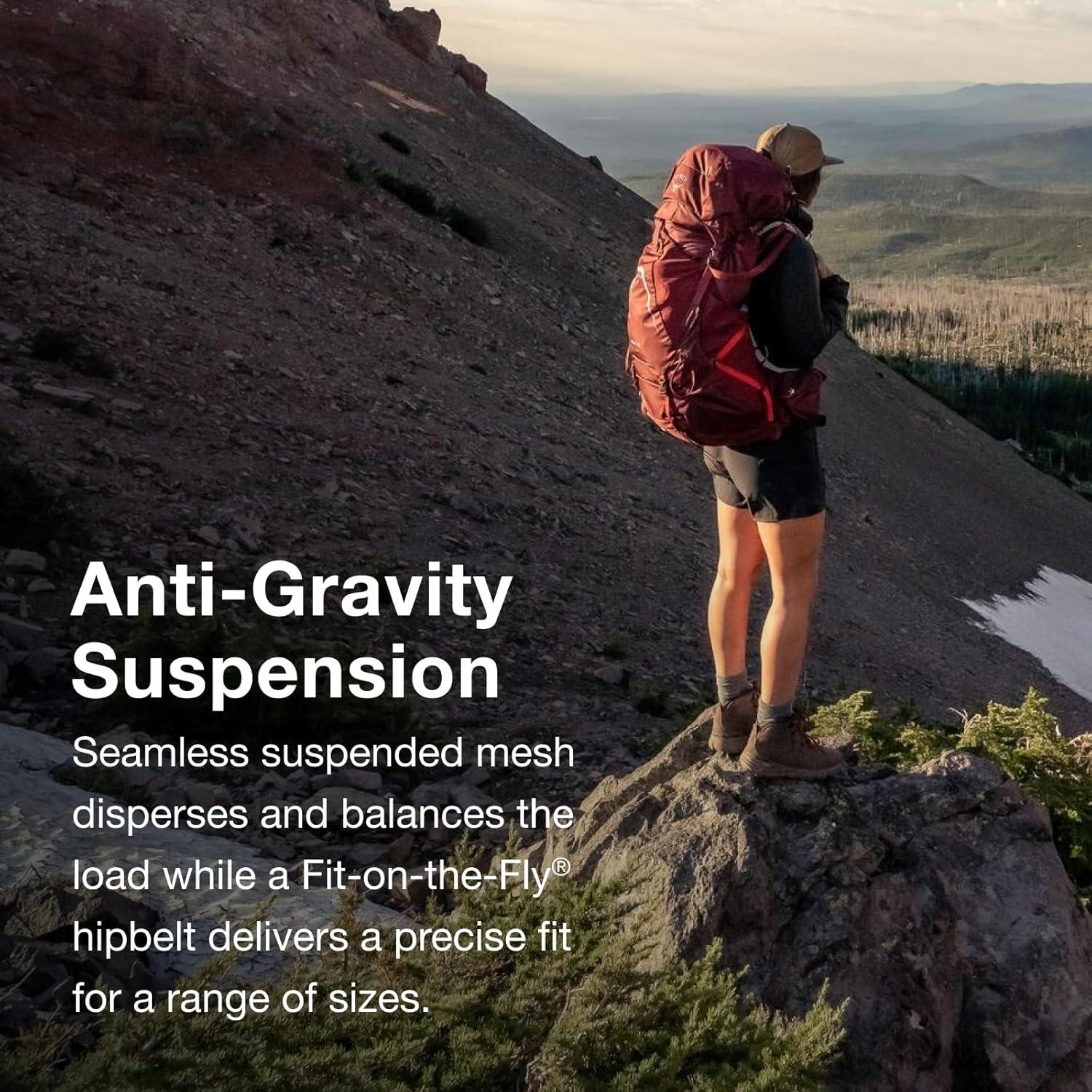 imageOsprey Aura AG LT 50L Womens Backpacking Backpack Black WMLAntidote Purple