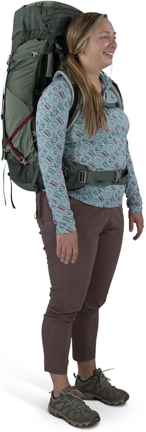 imageOsprey Aura AG LT 50L Womens Backpacking Backpack Black WMLDarjeeling Spring Green