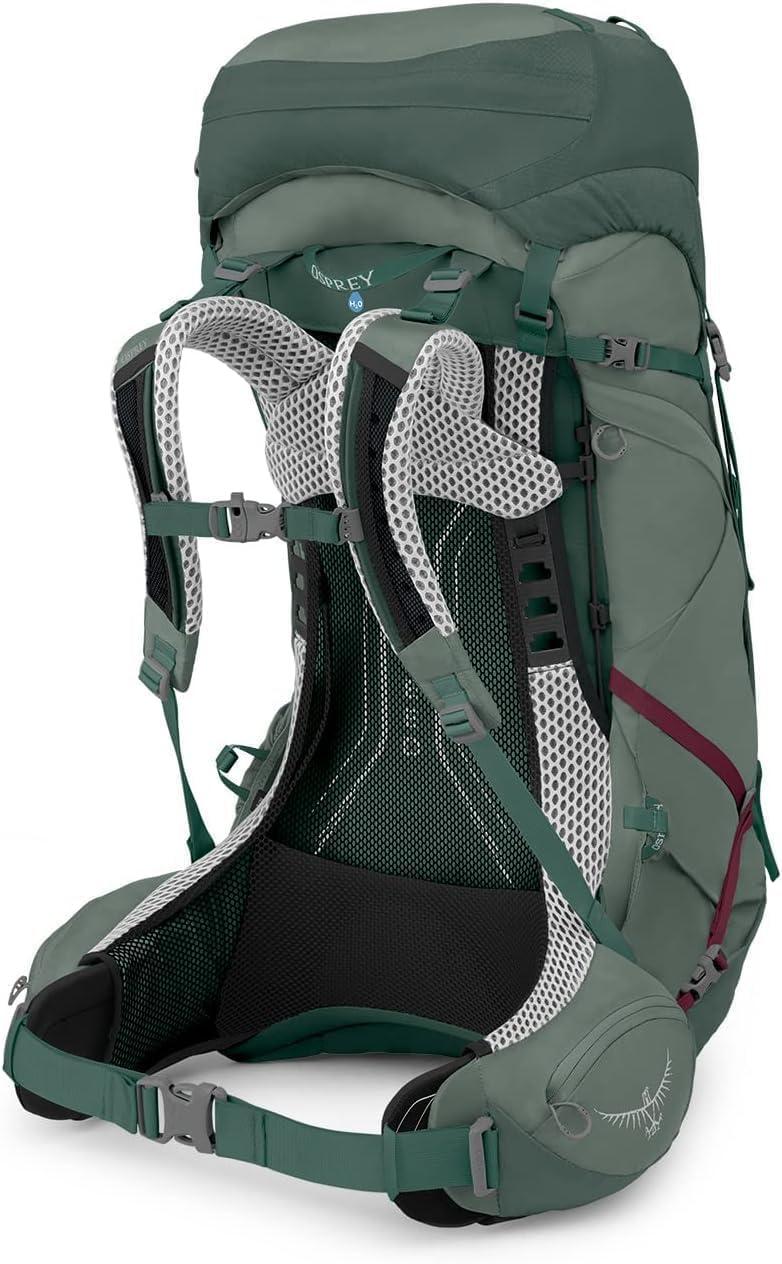 imageOsprey Aura AG LT 50L Womens Backpacking Backpack Black WMLDarjeeling Spring Green