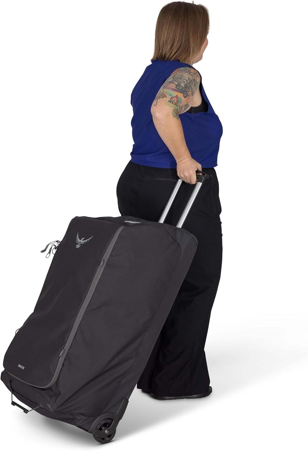 imageOsprey Daylite 85L Wheeled Collapsible Travel Duffel Bag Lightweight Rolling Suitcase Blue SpikemossAlkalineBlack