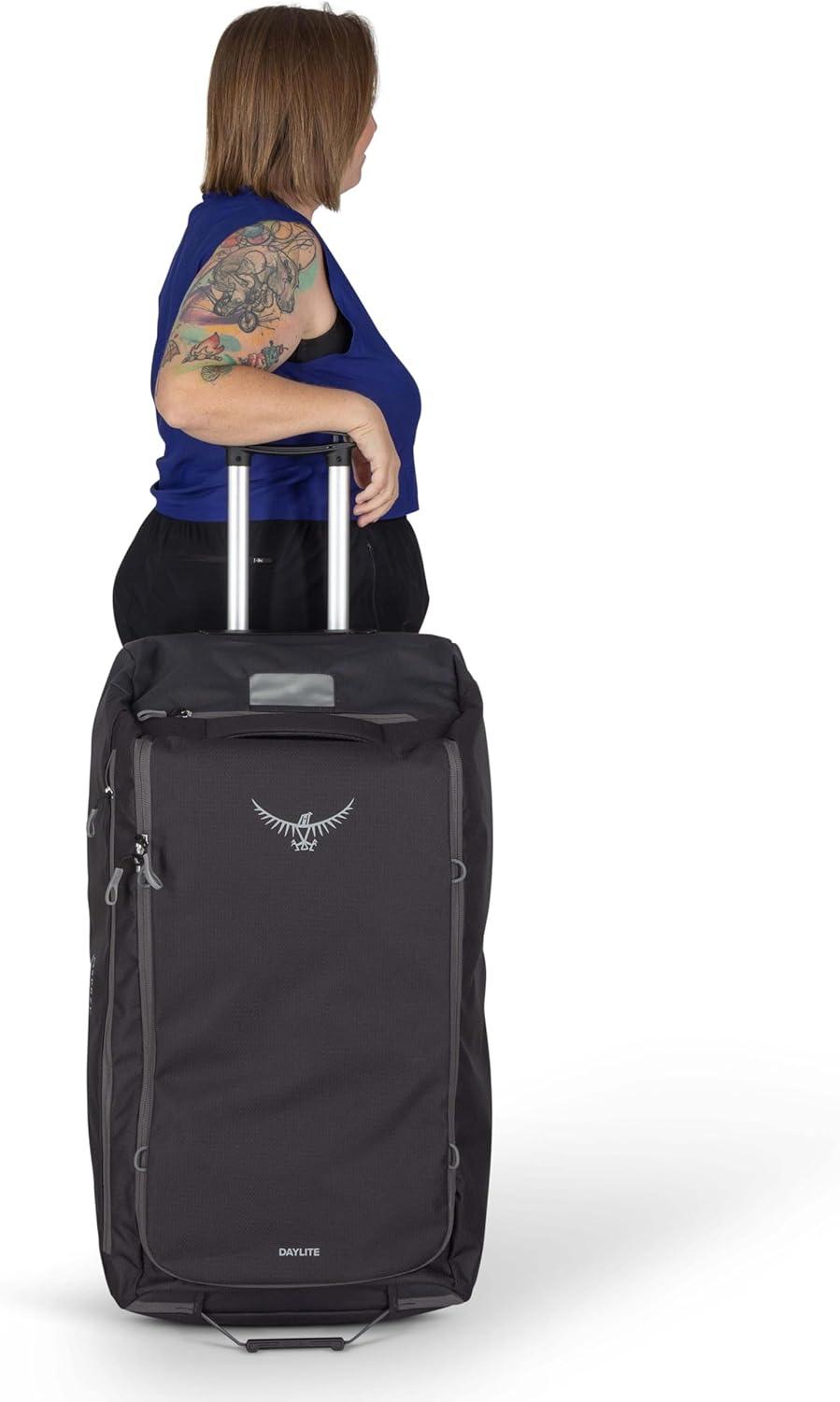 imageOsprey Daylite 85L Wheeled Collapsible Travel Duffel Bag Lightweight Rolling Suitcase Blue SpikemossAlkalineBlack