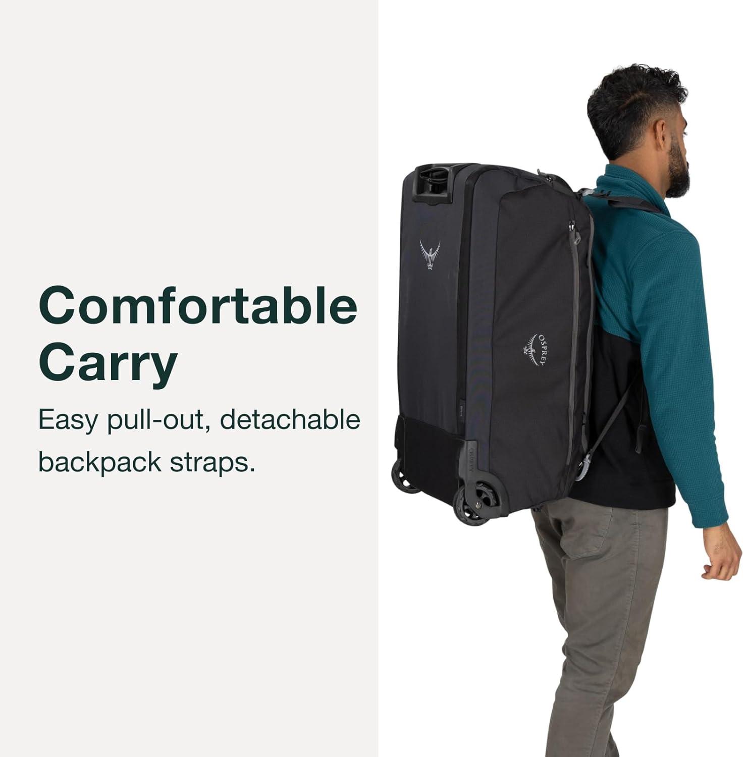 imageOsprey Daylite 85L Wheeled Collapsible Travel Duffel Bag Lightweight Rolling Suitcase Blue SpikemossAlkalineBlack