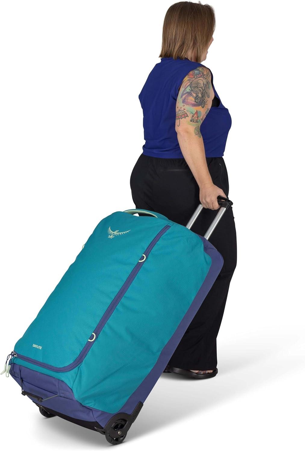 imageOsprey Daylite 85L Wheeled Collapsible Travel Duffel Bag Lightweight Rolling Suitcase Blue SpikemossAlkalineBlue SpikemossAlkaline