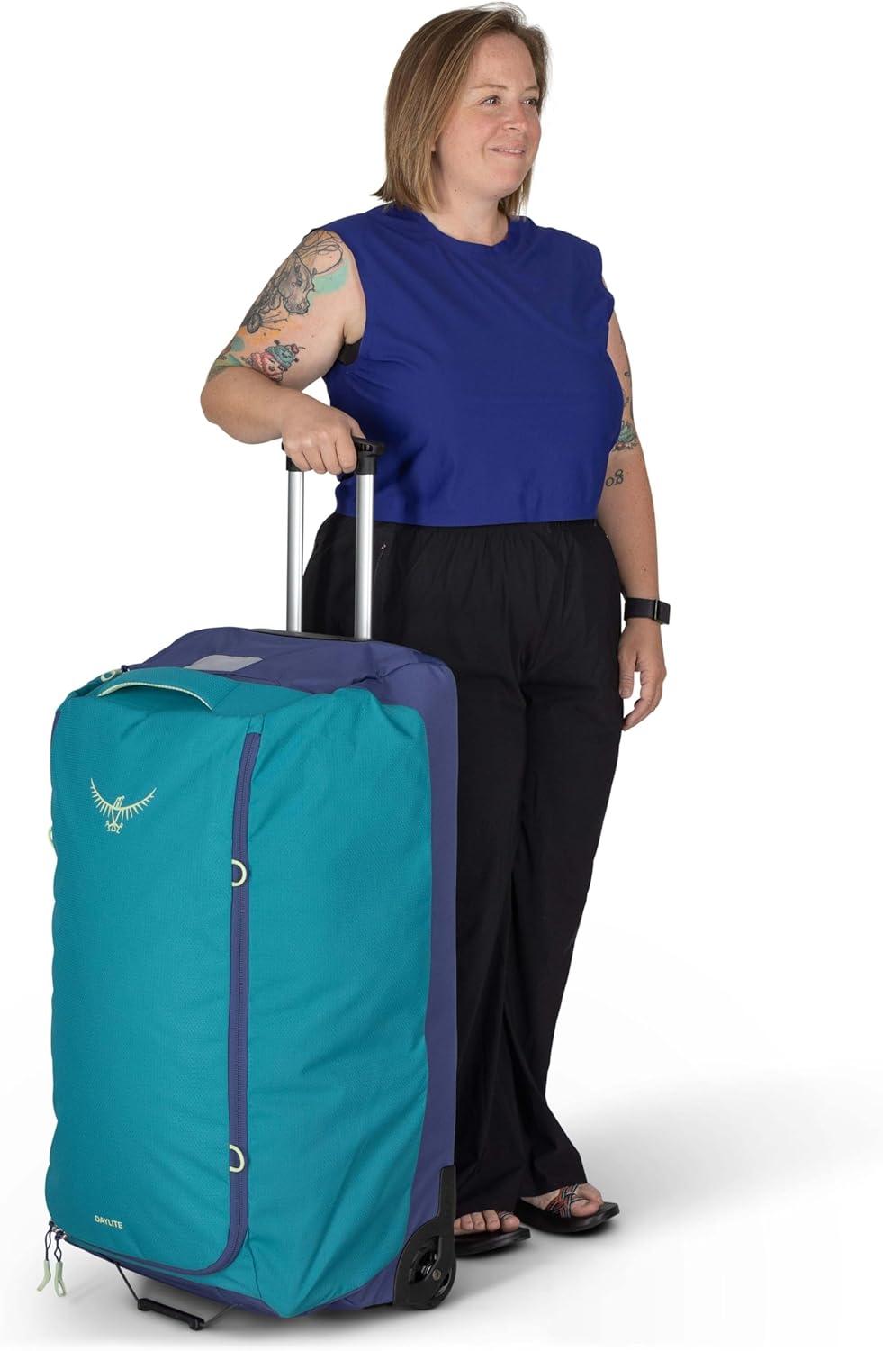 imageOsprey Daylite 85L Wheeled Collapsible Travel Duffel Bag Lightweight Rolling Suitcase Blue SpikemossAlkalineBlue SpikemossAlkaline
