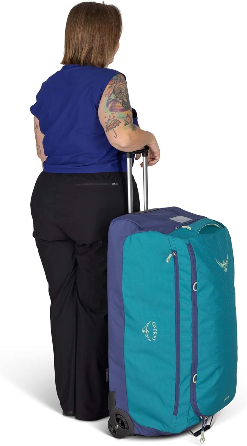 imageOsprey Daylite 85L Wheeled Collapsible Travel Duffel Bag Lightweight Rolling Suitcase Blue SpikemossAlkalineBlue SpikemossAlkaline