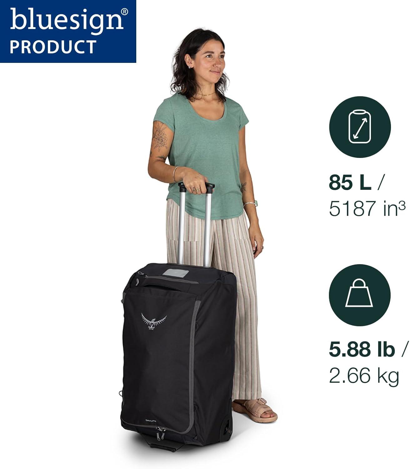 imageOsprey Daylite 85L Wheeled Collapsible Travel Duffel Bag Lightweight Rolling Suitcase Blue SpikemossAlkalineBlue SpikemossAlkaline