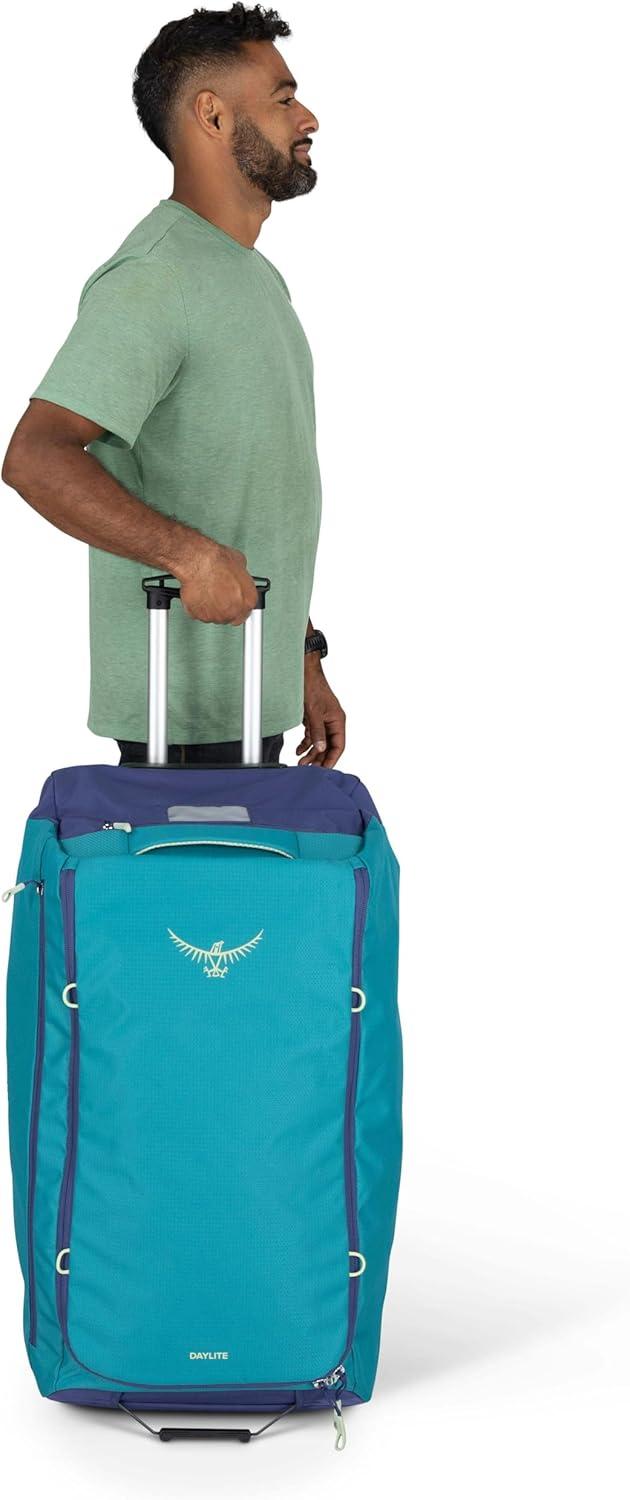 imageOsprey Daylite 85L Wheeled Collapsible Travel Duffel Bag Lightweight Rolling Suitcase Blue SpikemossAlkalineBlue SpikemossAlkaline