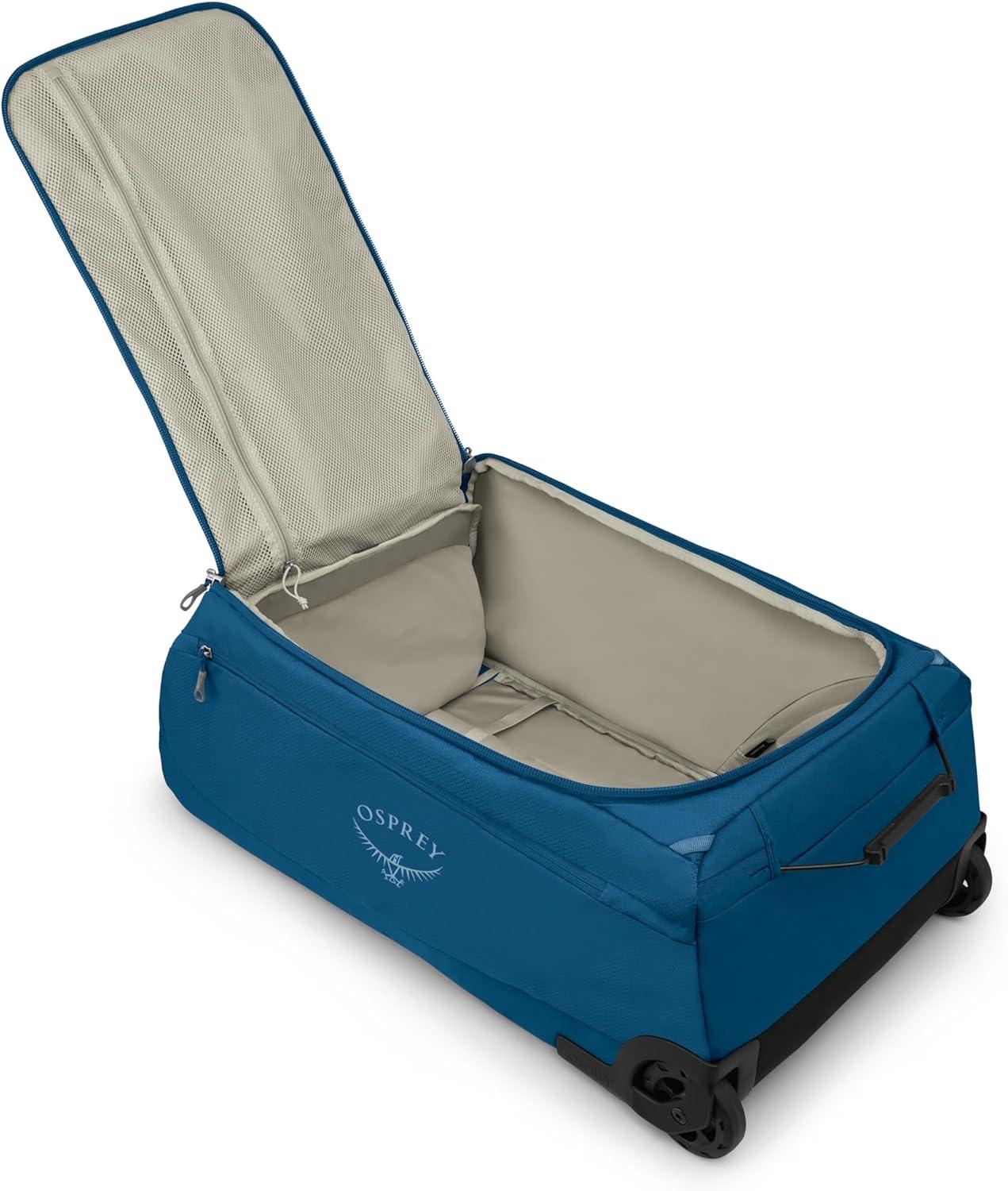 imageOsprey Daylite 85L Wheeled Collapsible Travel Duffel Bag Lightweight Rolling Suitcase Blue SpikemossAlkalineNight Shift Blue