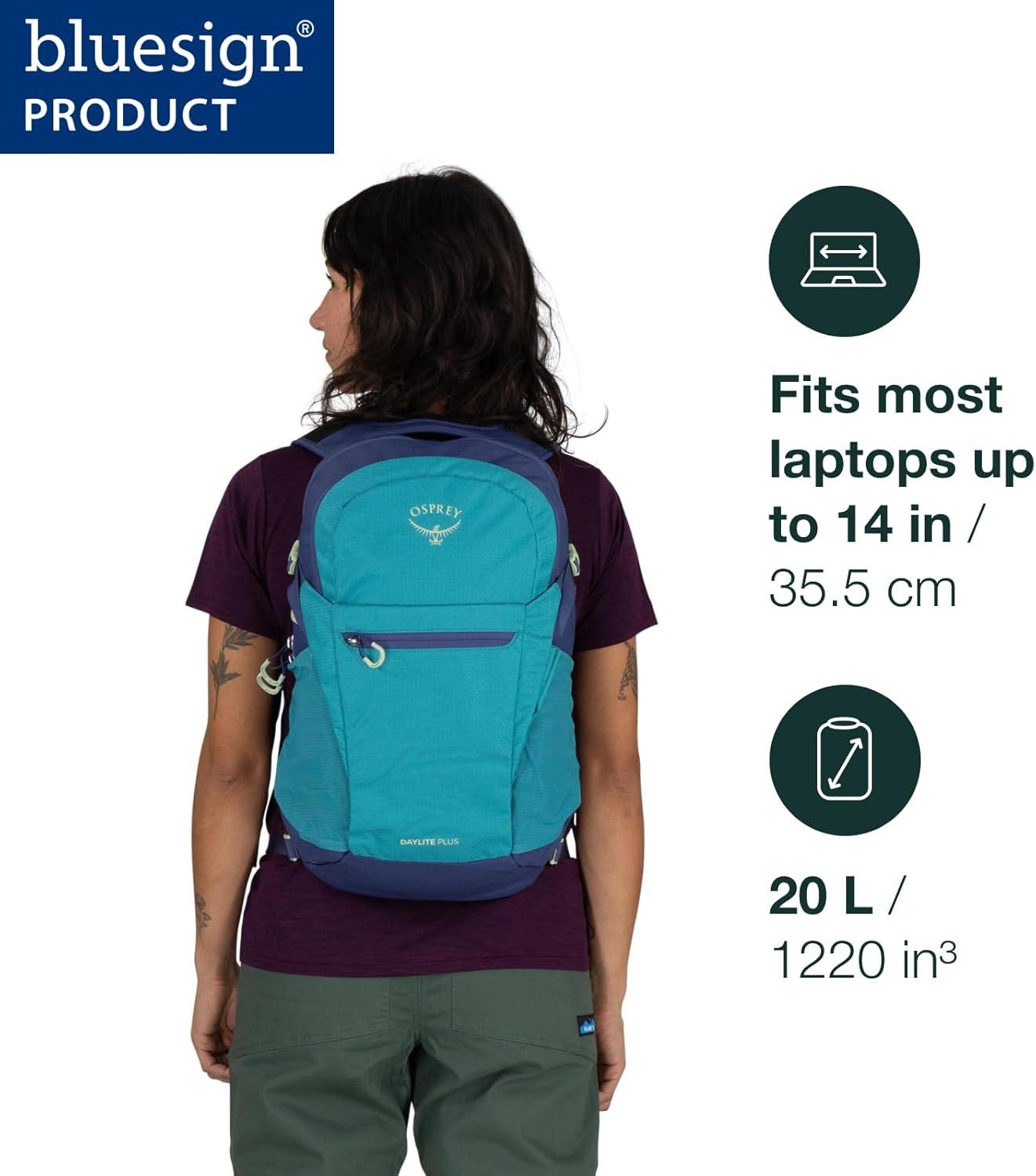 imageOsprey Daylite Plus Commuter Backpack Lightweight Everyday Pack with Laptop Sleeve and Water Bottle Pockets Ideal for Work School and Travel with Versatile Storage Options BlackBlue SpikemossAlkaline