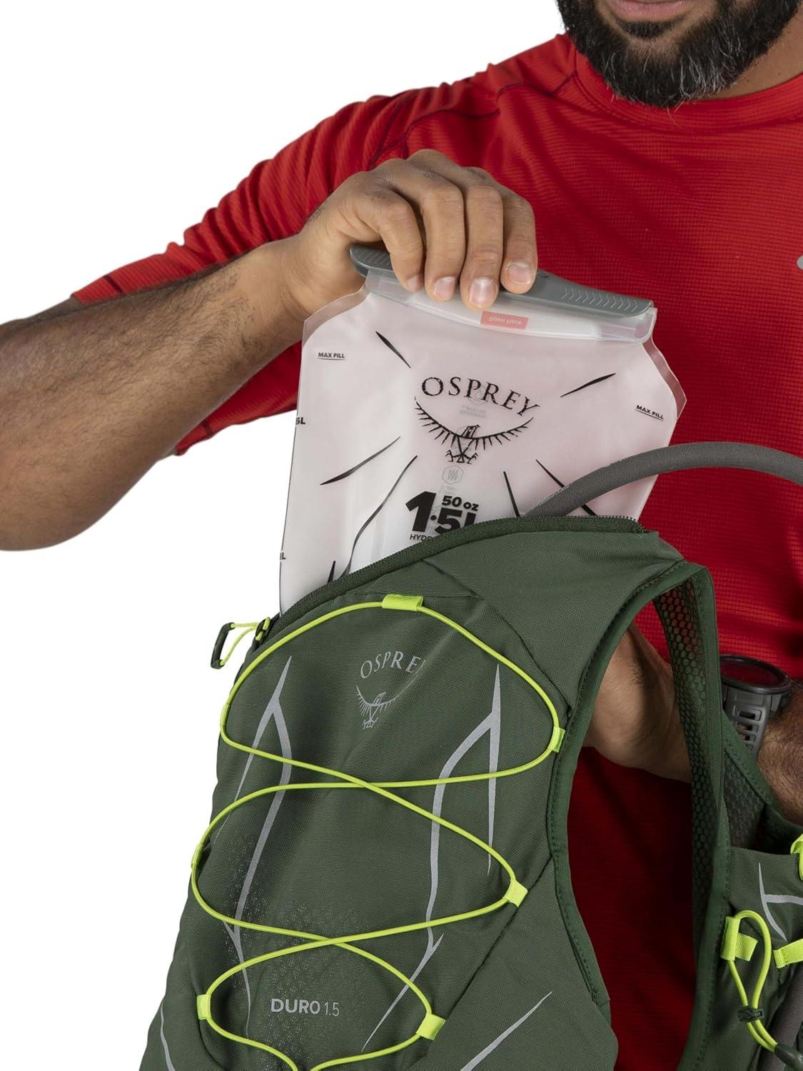 imageOsprey Duro 15L Mens Running Hydration Vest with Hydraulics ReservoirSeaweed GreenLimon