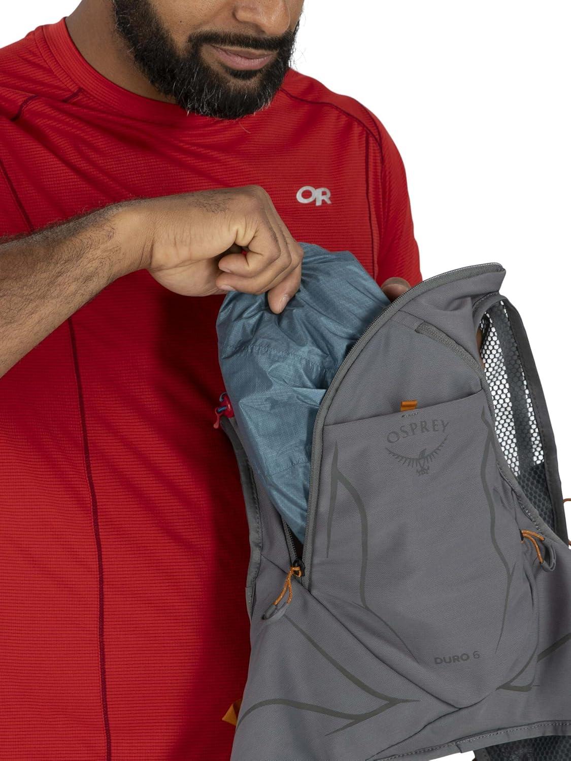 imageOsprey Duro 6L Mens Running Hydration Vest with Hydraulics ReservoirPhantom GreyToffee Orange