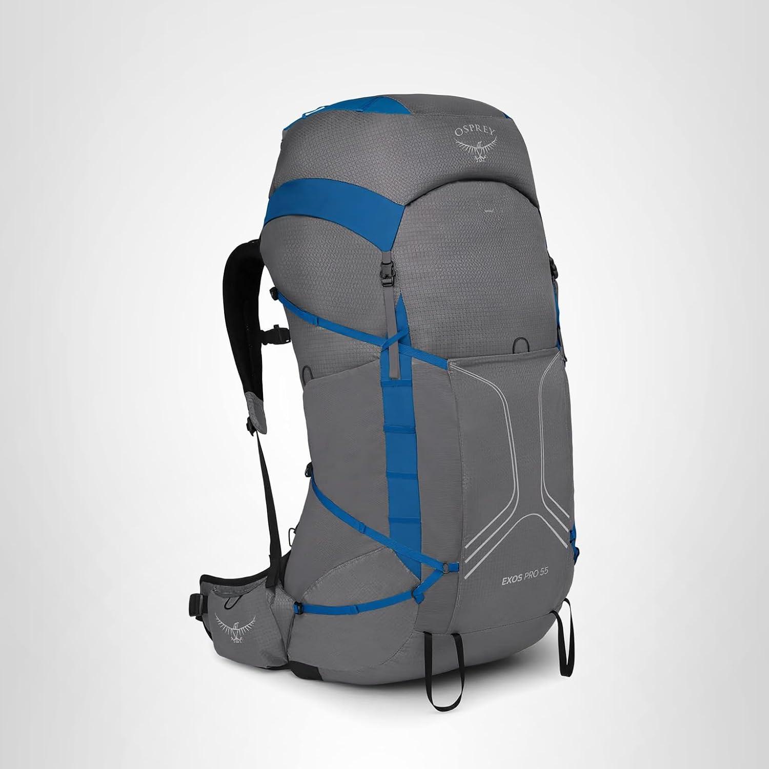 imageOsprey Exos Pro 55L Mens Backpacking Backpack Dale GreyAgam Blue LXLLarge XLarge