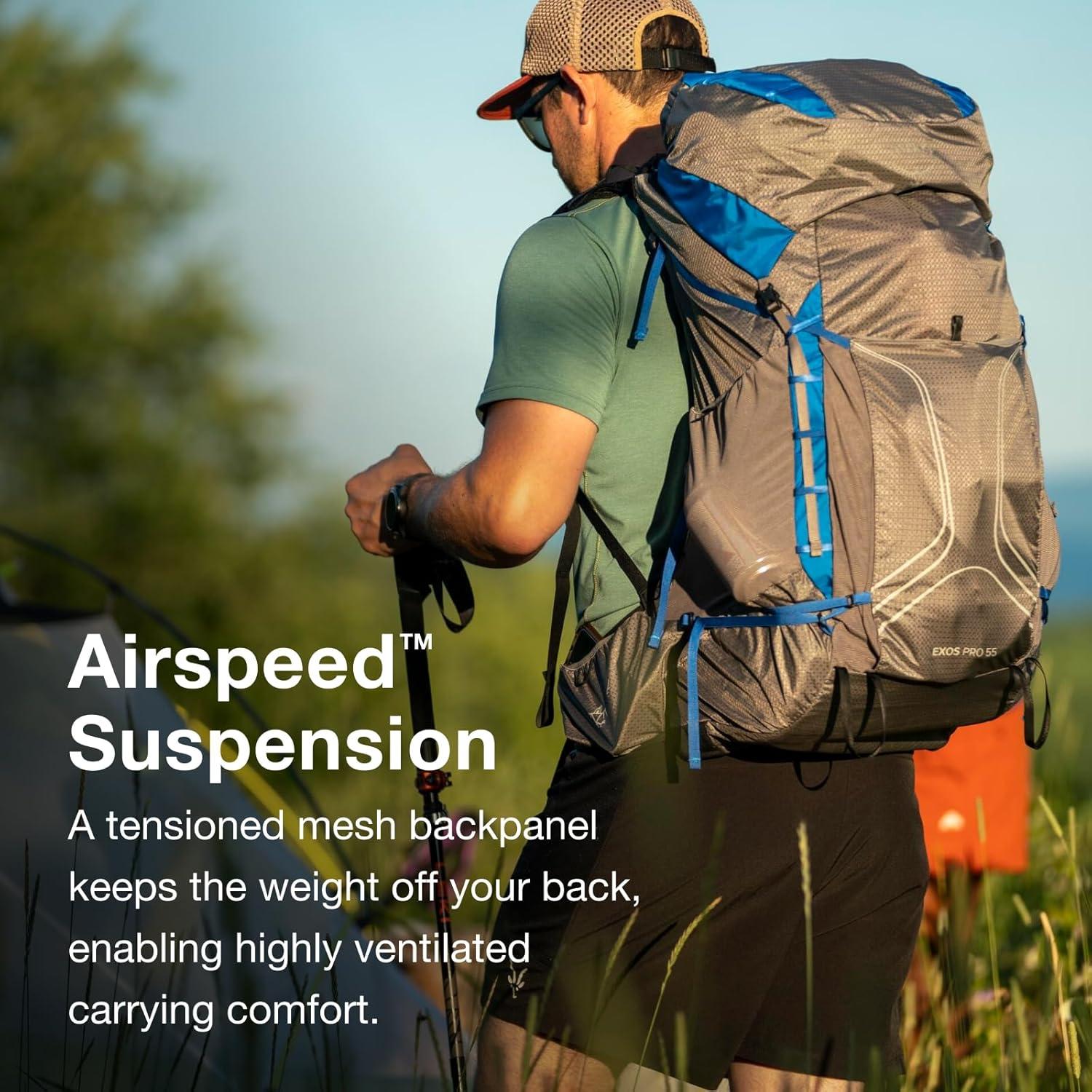 imageOsprey Exos Pro 55L Mens Backpacking Backpack Dale GreyAgam Blue LXLSmallMedium