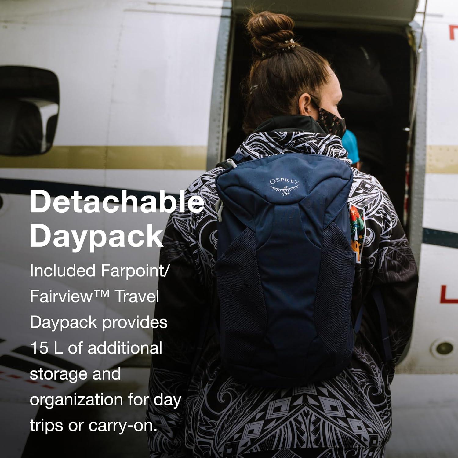 imageOsprey Farpoint 55L Mens Travel Backpack Gopher GreenMuted Space Blue