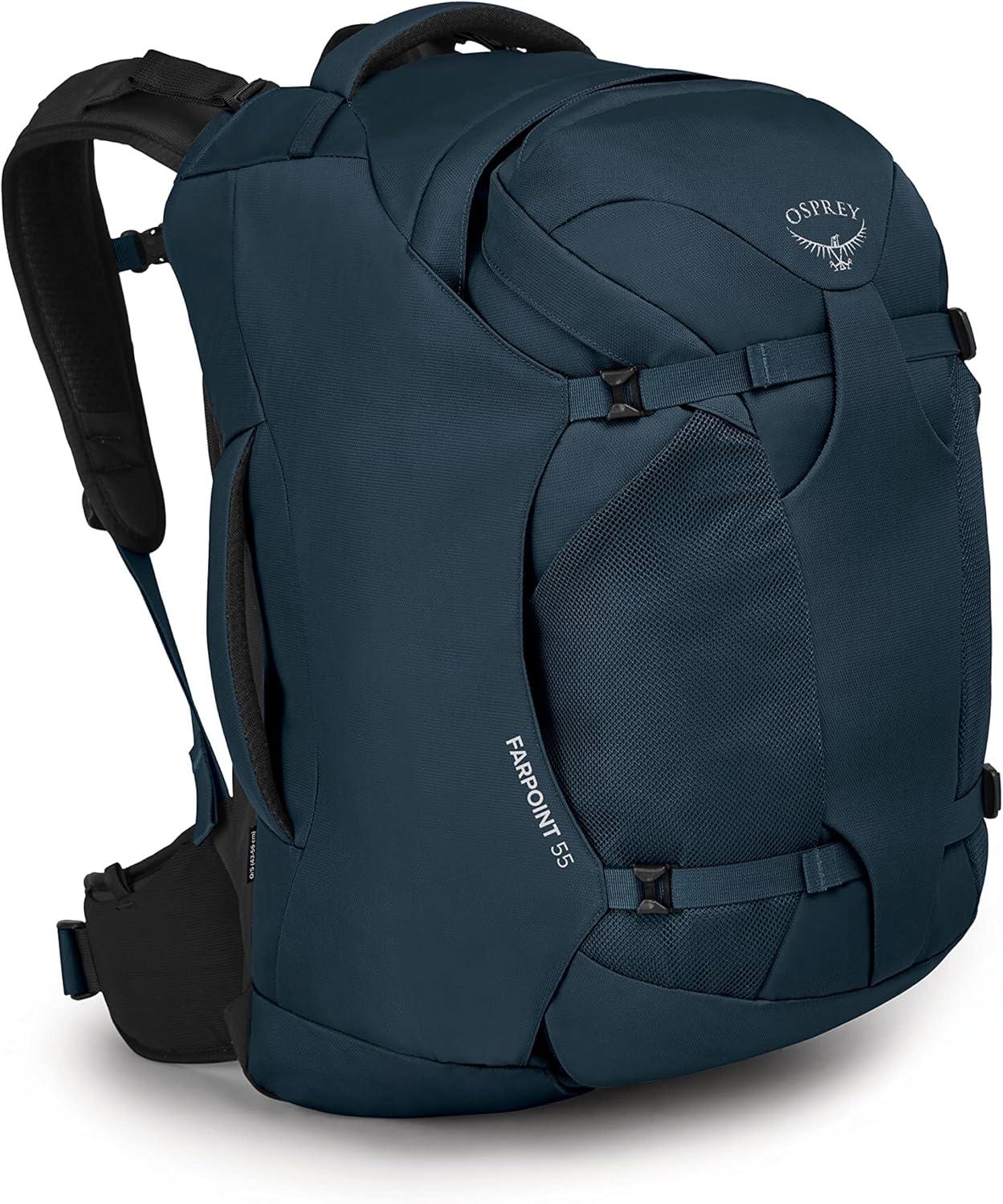 imageOsprey Farpoint 55L Mens Travel Backpack Gopher GreenMuted Space Blue