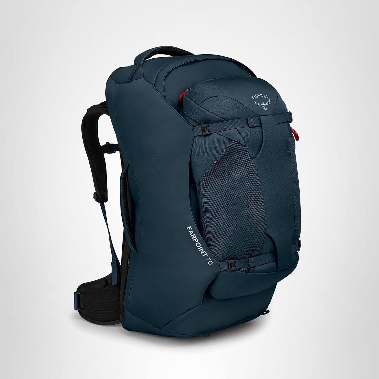 imageOsprey Farpoint 55L Mens Travel Backpack Gopher GreenMuted Space Blue
