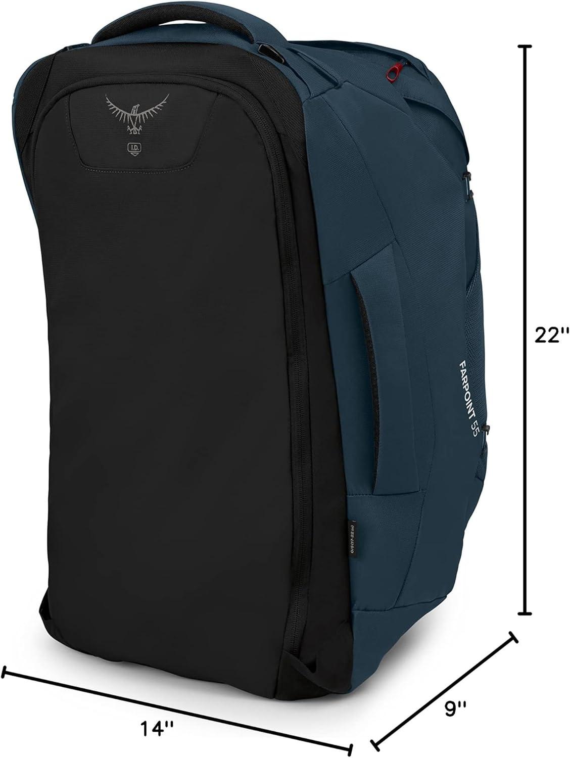 imageOsprey Farpoint 55L Mens Travel Backpack Gopher GreenMuted Space Blue