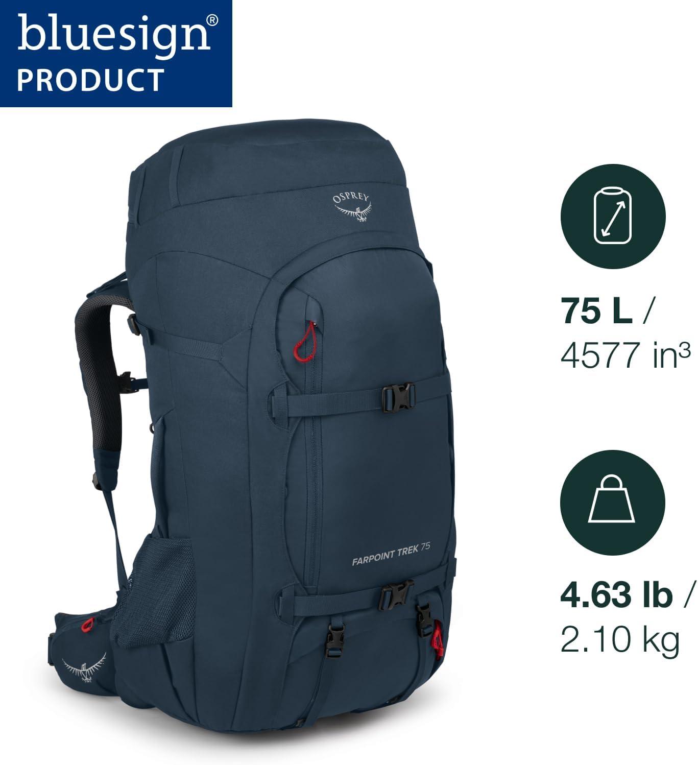 imageOsprey Farpoint Trek 55L Mens Travel Backpack Muted Space BlueMuted Space Blue