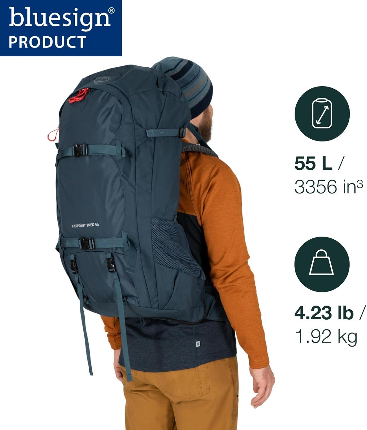 imageOsprey Farpoint Trek 55L Mens Travel Backpack Muted Space BlueMuted Space Blue