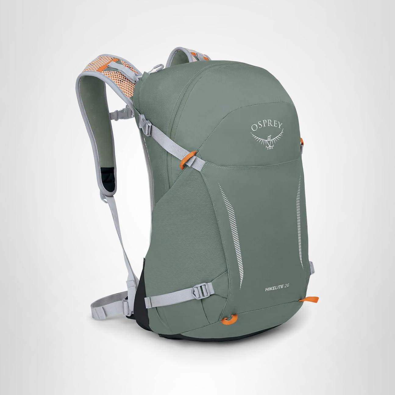 imageOsprey Hikelite 26L Hiking Backpack for Men and Women Lightweight Daypack with Breathable Backpanel and Raincover Ideal for Day Hikes Travel and Everyday Use in Any Weather BlackPine Leaf Green