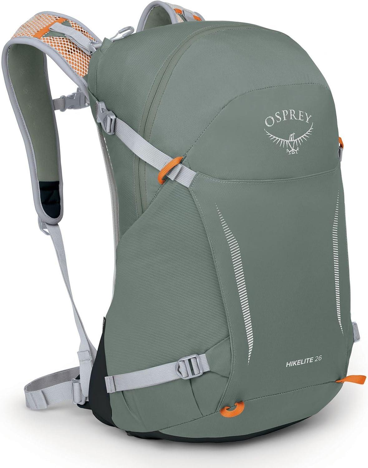 imageOsprey Hikelite 26L Hiking Backpack for Men and Women Lightweight Daypack with Breathable Backpanel and Raincover Ideal for Day Hikes Travel and Everyday Use in Any Weather BlackPine Leaf Green