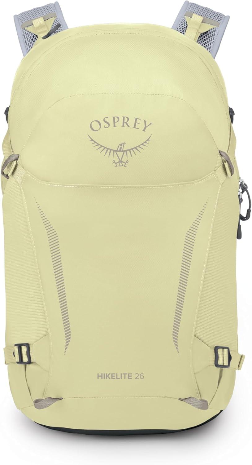 imageOsprey Hikelite 26L Hiking Backpack for Men and Women Lightweight Daypack with Breathable Backpanel and Raincover Ideal for Day Hikes Travel and Everyday Use in Any Weather BlackStardust YellowGray Wolf