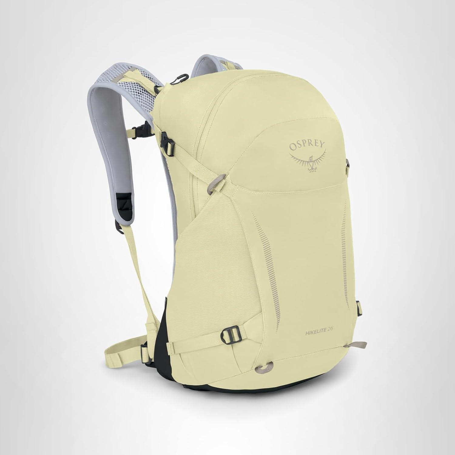 imageOsprey Hikelite 26L Hiking Backpack for Men and Women Lightweight Daypack with Breathable Backpanel and Raincover Ideal for Day Hikes Travel and Everyday Use in Any Weather BlackStardust YellowGray Wolf